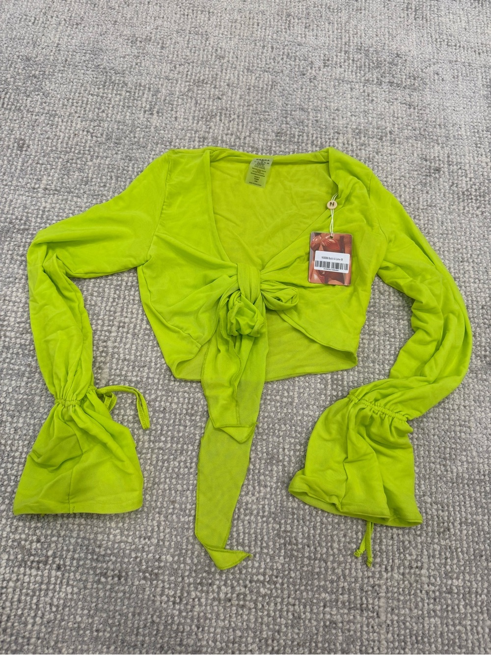 Neon Lime Tie-Front Swim Coverup Top